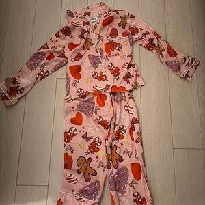 Lola + The Boys Pink Pajama Set with Festive Prints